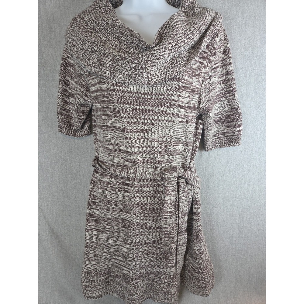Mudd Y2K Retro Knit Sweater‎ Dress Cowl Neck XL Belted Boho Stretch Short Sleeve